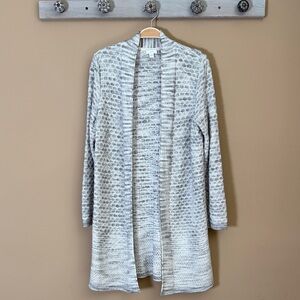 J. Jill Heathered Light Gray Open-Front Long Cardigan